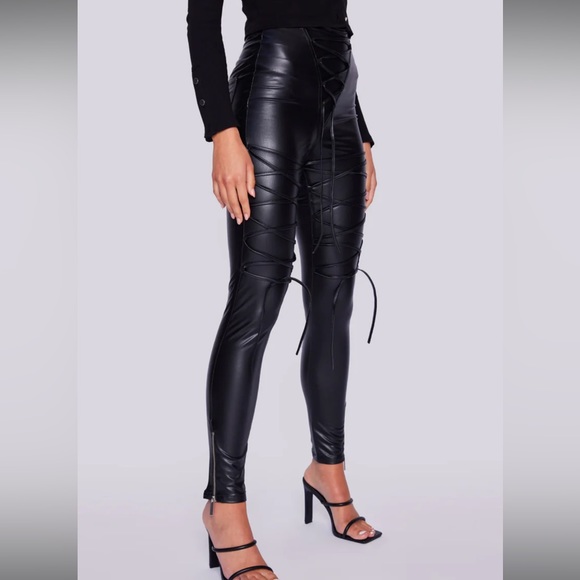 Faux Leather Laced Leggings - Picture 4 of 6